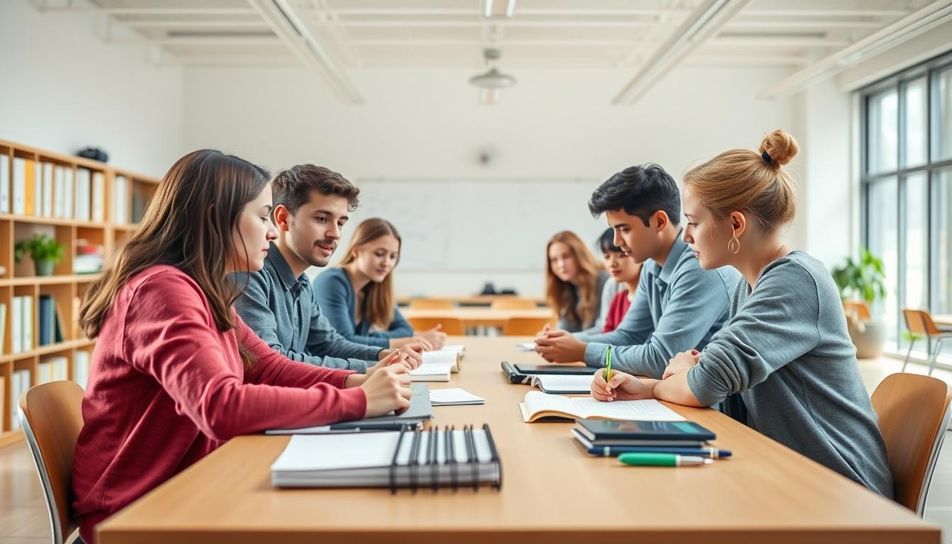 Students collaborating in study space